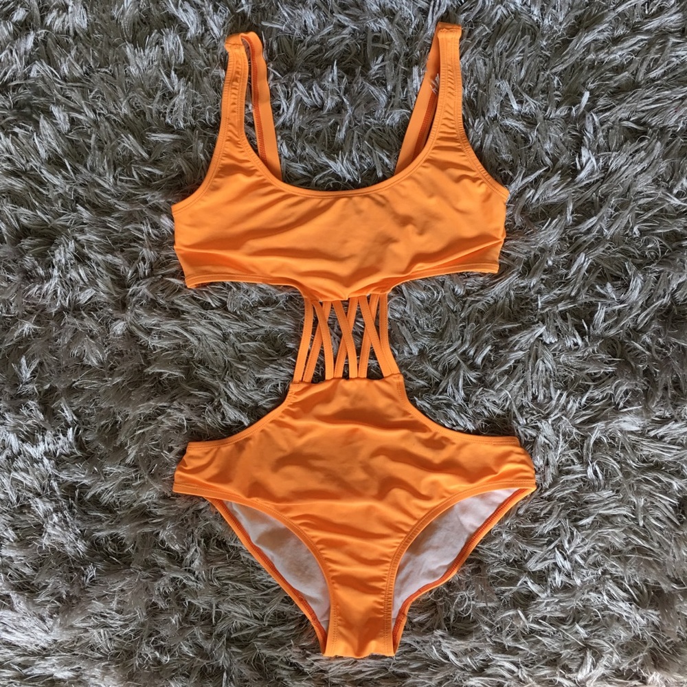 ASOS Neon Orange One Piece Swimsuit Bodysuit